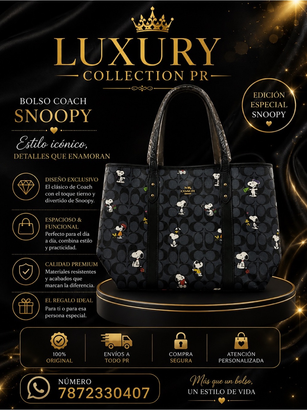 Coach Black Snoopy Signature Tote with Multicolor Accents